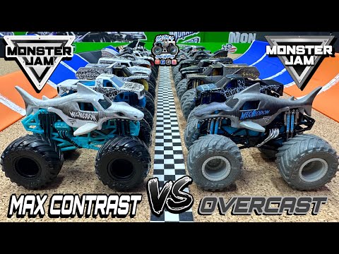 Toy Diecast Monster Truck Racing Tournament | Round #43 | MonsterJam MAX CONTRAST 🆚 OVERCAST