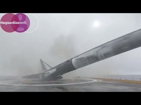 SpaceX's Falcon 9 rocket lands, then falls over and explodes