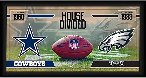 Dallas Cowboys Vs. Philadelphia Eagles Framed X House Divided Football Collage   Nfl Team Plaques And Collages