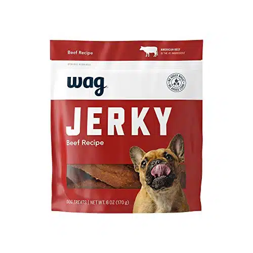 Amazon Brand   Wag Soft & Tender American Jerky Dog Treats   Beef Recipe ,Ounce (Pack of )