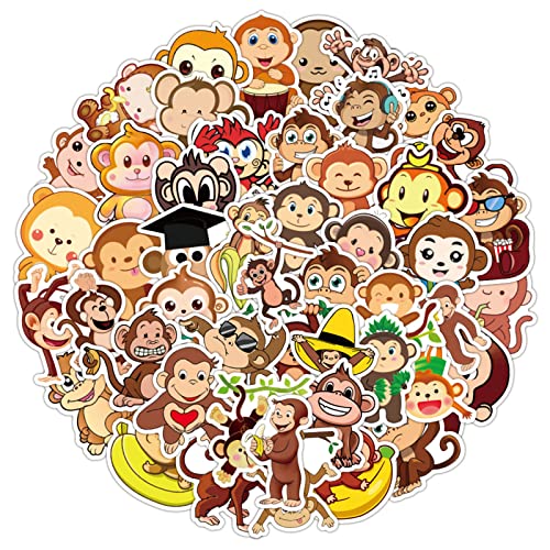 Cute Cartoon Monkey Stickers For Water Bottle Pcs, Cool Teen Girl Waterproof Laptop Skateboard Phone Guitar Bike Luggage Decal (Monkey)