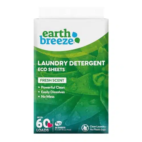 Earth Breeze Laundry Detergent Sheets   Fresh Scent   No Plastic Jug (Loads) Sheets, Liquidless Technology