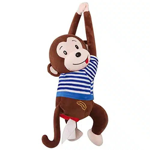 Fqqwee Cartoon Monkey Tissue Holder For Car Creative Plush Car Tissue Box Holder Napkin Box Hanging Car Tissue Box Case Tissue Cover Dispenser For Car Home Bathroom