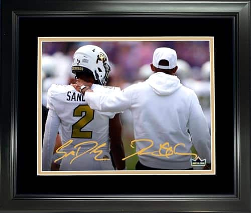 Framed Deion &Amp; Shedeur Sanders Dual Facsimile Laser Engraved Signature Auto Colorado Buffaloes Xcollege Football Photo Hofsm Holo