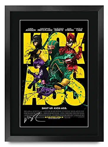 Hwc Trading Kick Ass Aaron Taylor Johnson And Cast X Inch Framed Gifts Printed Poster Signed Autograph Picture For Movie Memorabilia Fans   X Framed