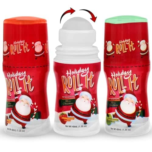 Holiday Roll It Slime Lickers Candy Rollers For Christmas Holiday Season   Assorted Variety Rolling Liquid Candy Cherry, Green Apple, And Strawberry Flavors   Licker Candy For Christmas, (Count)