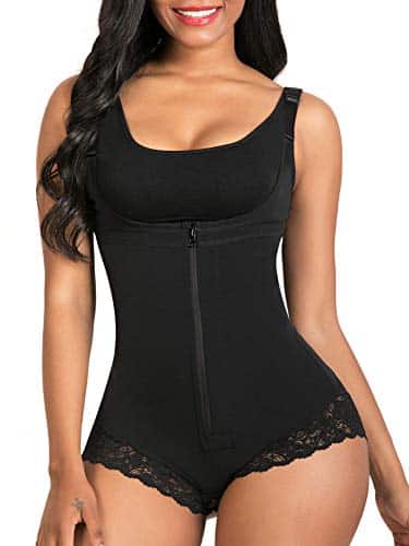 Shaperx Women Shapewear Tummy Control Fajas Colombianas Body Shaper Zipper Open Bust Bodysuit,Szblack Xl