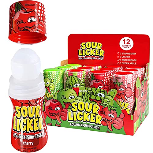 Slime Sour Lickers Candy, Gluten Free, Pk Of Flavors, Watermelon, Green Apple, Cherry And Strawberry Rolling Liquid Candy Bulk, Treat For Parties, Birthdays, Or Halloween Treat ()