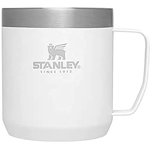 Stanley Stay Hot Camp Mug   Durable Stainless Steel Insulated Mug   Splash Free Tritanâ¢ Drink Thru Lid   Oz   Polar