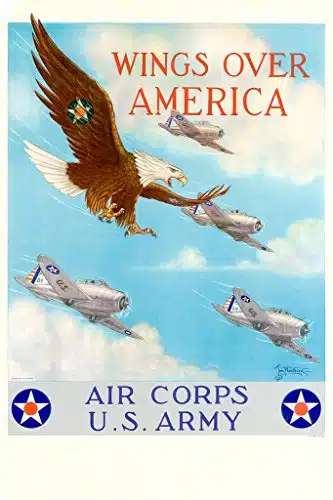 Wpa War Propaganda Wings Over America Air Corps Us Army Cool Wall Decor Art Print Poster X