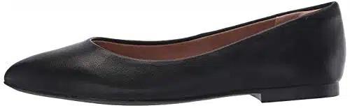 Amazon Essentials Women'S Pointed Toe Ballet Flat, Black Faux Leather,