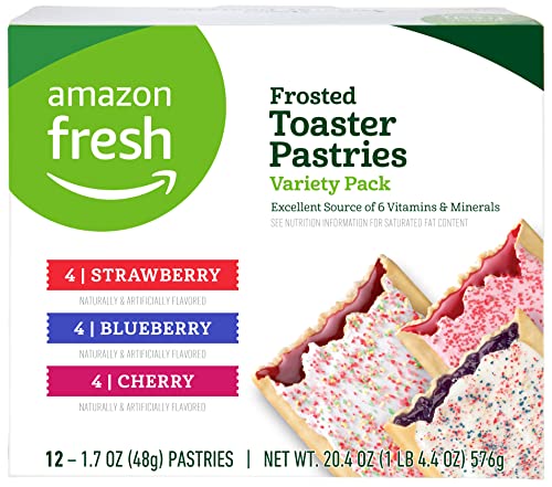 Amazon Fresh   Toaster Pastries Variety Pack (Strawberry, Blueberry, Cherry), Ct