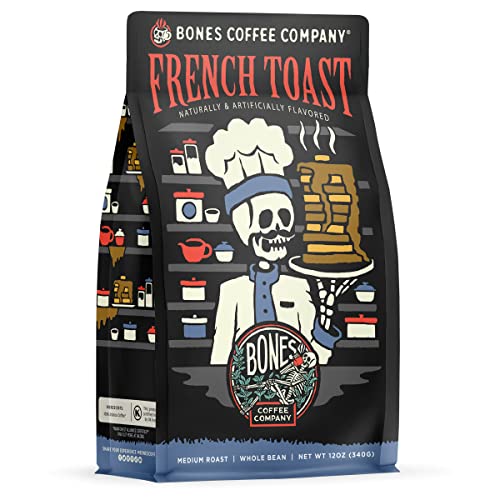 Bones Coffee Company French Toast Flavored Ground Coffee Beans Sweet &Amp; Buttery Flavor  Oz Medium Roast Arabica Low Acid Coffee  Gourmet Coffee (Ground)