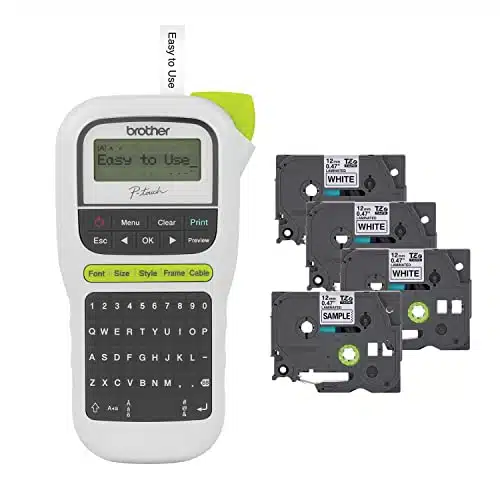 Brother P Touch, Pthbp, Portable Label Maker Bonus Bundle (Label Tapes Included) Handheld For Home, Home Office, And On The Go Use