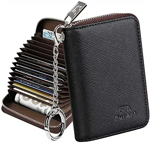 Furart Credit Card Wallet, Zipper Card Cases Holder For Men Women, Rfid Blocking, Keychain Wallet, Compact Size