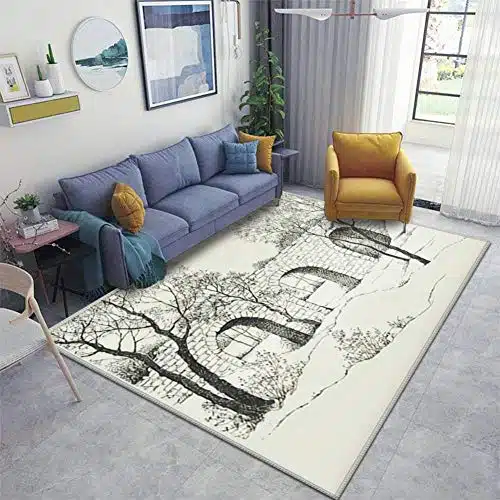 Home Area Runner Rug Pad Vector Image Landscape Sketch Of An Old Stone Bridge In The Trees On Thickened Non Slip Mats Doormat Entry Rug Floor Carpet For Living Room Indoor Outdoor Throw Rugs