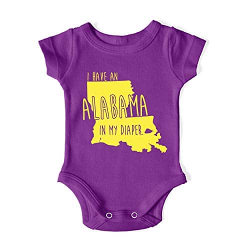 In My Diaper I Have An Alabama Lsu Louisiana Fans Baby One Piece Newborn Purple