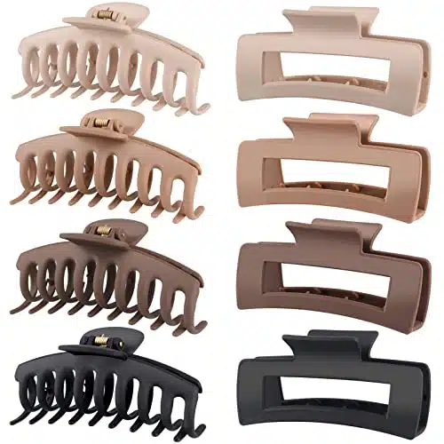 Luseren Hair Clips For Women Inch Large Hair Claw Clips For Women Thin Thick Curly Hair, Big Matte Banana Clips,Strong Hold Jaw Clips,Neutral Colors