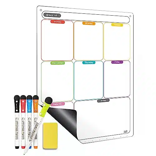 Mag Fancy Magnetic Calendar For Refrigerator Set. Weekly Dry Erase Fridge Calendar Whiteboard Meal Planner Menu Board   Thickened Magnet. With Fine Tip Marker &Amp; Eraser &Amp; Holes For Wall Hanging