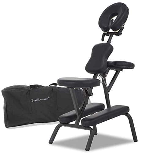 Massage Chair Portable Massage Chairs Tattoo Folding Chairs High Density Sponge Height Adjustable Face Cradle Light Weight Travel Spa Seat Wcarring Bag (Black)