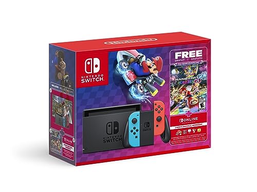 Nintendo Switch Mario Kart Deluxe Bundle (Full Game Download + O. Nintendo Switch Online Membership Included)