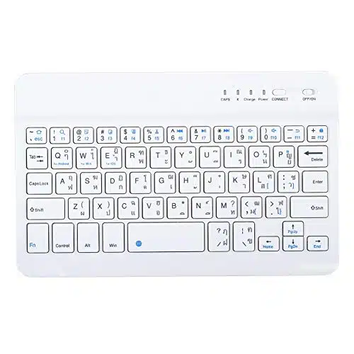 Oumij Ultra Slim Bluetooth Keyboard,English And Thai Language In Scissors Feet Wireless Support H Working Time Widely Suitable For Androidioswindows Systems.