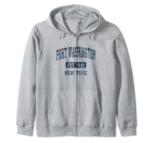 Port Washington New York Ny Vintage Athletic Sports Design Zip Hoodie