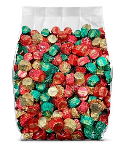 Reesespeanut Butter Cups Christmas Candy   Milk Chocolate Miniature Cups   Bulk Candy Peanut Butter Cups   Individually Wrapped Holiday Treats   Pound Bulk Candy Bag