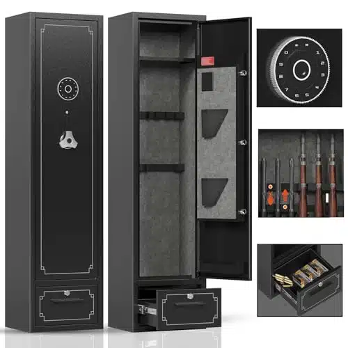 Sapital Gun Safe,Gun Safes For Home Rifle And Pistols,Gun Cabinet,Rifle Safe,Gun Cabinet For Rifles And Shotguns,Gun Safes &Amp; Cabinets With Drawer And Removable Shelf (Gun Safe   Digital)