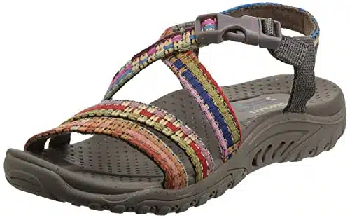 Skechers Women'S Reggae Sew Me Boho Woven Strappy Slingback Sandal, Taupe Multi,