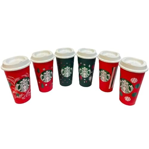 Starbucks Reusable Color Changing Hot Cups   Limited Edition Holiday &Amp; Christmas Gift Hot Cups With Lids   Ounces   (Pack Of )