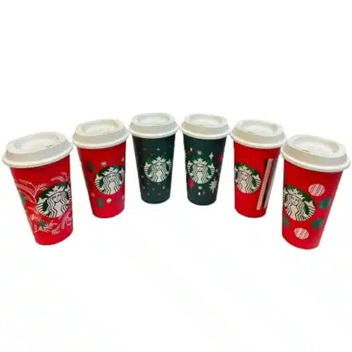 Starbucks Reusable Color Changing Hot Cups   Limited Edition Holiday &Amp; Christmas Gift Hot Cups With Lids   Ounces   (Pack Of )