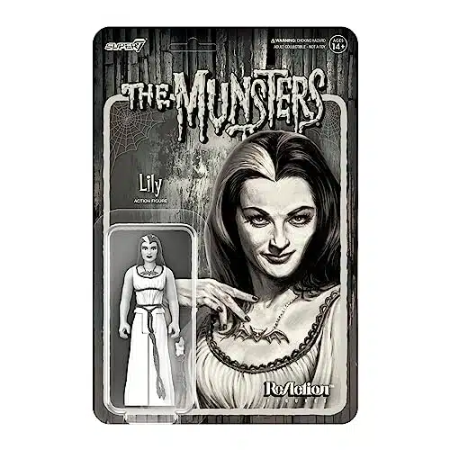 Superthe Munsters Lily Munster (Grayscale)   The Munsters Action Figure With Accessory Classic Tv Collectibles And Retro Toys