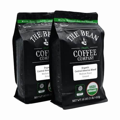 The Bean Organic Coffee Company Central America, Medium Roast, Ground Coffee, Ounce Bags (Pack Of )