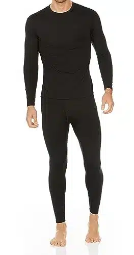 Thermajohn Long Johns Thermal Underwear For Men Fleece Lined Base Layer Set For Cold Weather (X Large, Black)