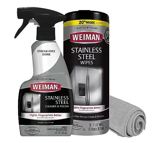 Weiman Stainless Steel Cleaner Kit   Removes Fingerprints, Residue, Water Marks, And Grease