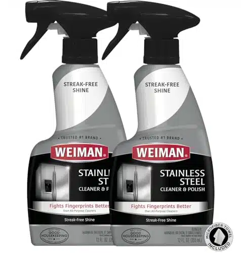 Weiman Stainless Steel Cleaner And Polish   Ounce (Pack)   Removes Fingerprints, Residue, Water Marks And Grease From Appliances Wbuffing Towel