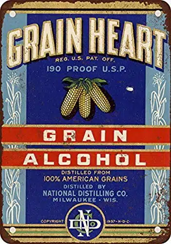 Yfull Grain Heart Proof Grain Alcohol Vintage Decor Metal Tin Sign Xinches