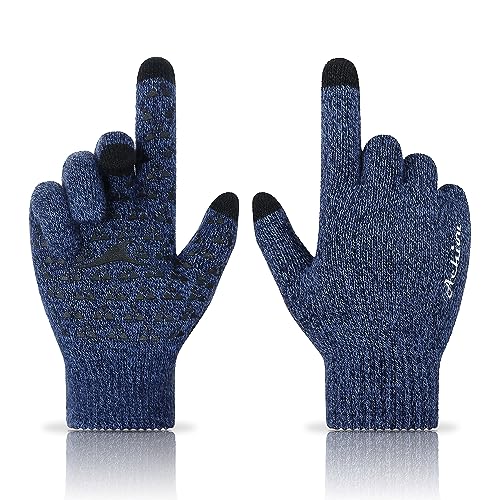 Achiou Winter Gloves For Men Women, Touch Screen Texting Warm Gloves With Thermal Soft Knit Lining,Elastic Cuff