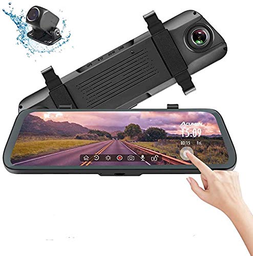 Acumen Mirror Dash Cam Digital Rear View Mirror '' Touch Screen, Dual Lens P Full Hd Cameras Parking Mode G Sensor Loop Recording Night Vision With Gb Sd Card (Rp)