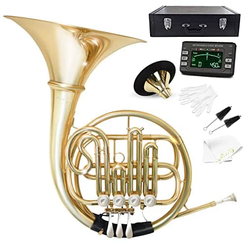 B Flat Key Single Row French Horn   Brass Lacquer Gold Craft French Horn   Includes Musical Instrument Box For Beginners Examinations Professional Performance