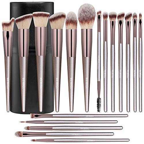 Bs Mall Makeup Brush Set Pcs Premium Synthetic Foundation Powder Concealers Eye Shadows Blush Makeup Brushes With Black Case (A Champagne)