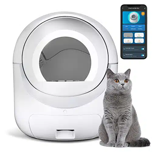 Cleanpethome Self Cleaning Cat Litter Box, Automatic Cat Litter Box With App Control Odor Removal Safety Protection For Multiple Cats