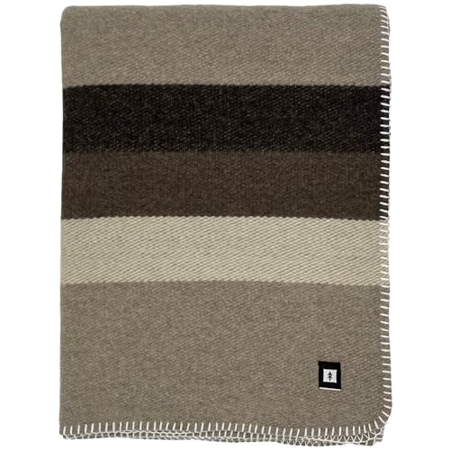 Ektos % Woolen Blankets, X , Pure Wool Blankets, Warm Camping Blanket (Desert Khaki Striped, Twin Size)