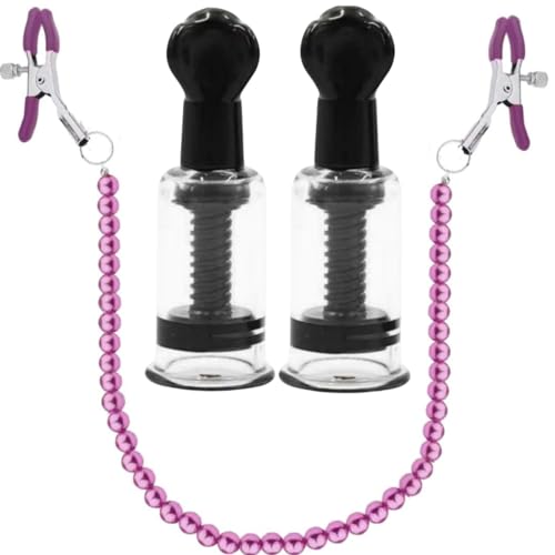 Erun Nipple Suckers And Adjustable Nipple Clamps Pearl Body Chains Body Clamps Body Ring Non Piercing Chain Stainless Steel For Women Faux Body Jewelry (Purple)