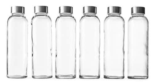 Epica Oz. Glass Water Bottles With Lids, Juice Bottles   Bpa Free & Eco Friendly Reusable Refillable Bottles For Juicing, Set Of   Clear