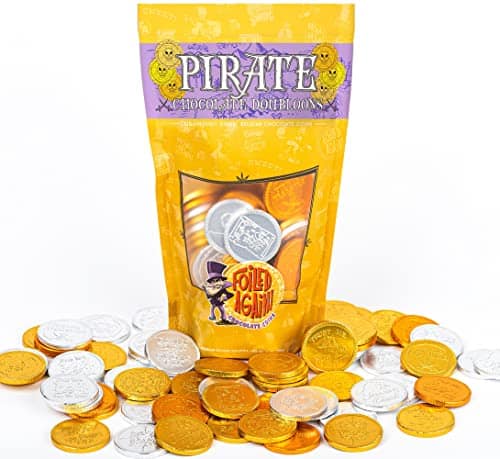 Foiled Again! Chocolate Pirate Coins   Large Doubloons   Belgian Milk Chocolate   Assorted Designs   Gold, Silver & Bronze Foils   Party Favors   Talk Like A Pirate Day Booty