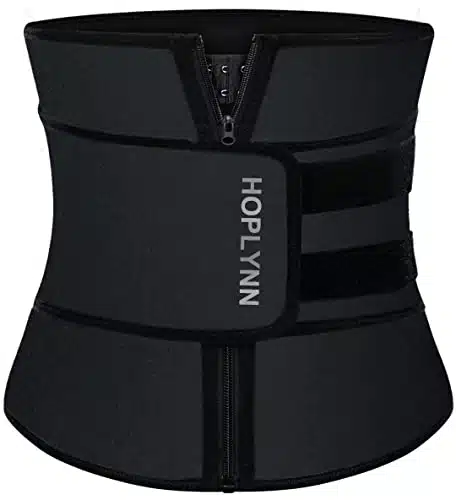 Hoplynn Neoprene Sweat Waist Trainer Corset Trimmer Shaper Belt For Women, Workout Plus Size Waist Cincher Stomach Wraps Bands Black Medium