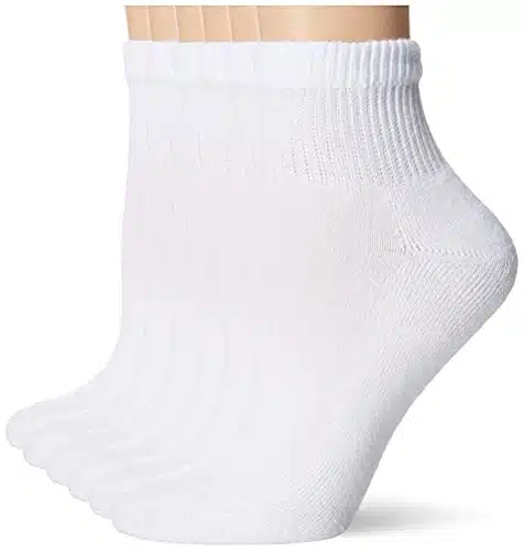 Hanes Ultimate Womens Pack Ankle Athletic Socks, White, Shoe