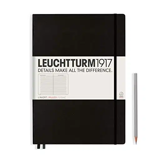 Leuchttur   Notebook Hardcover Master Classic A+   Numbered Pages For Writing And Journaling (Black, Ruled)